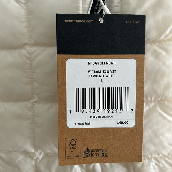 NWT The North Face Thermoball Eco Puffer Vest Women's Large Gardenia White New - Picture 6 of 6